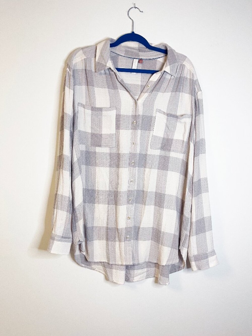 Pilcro Anthropologie Plaid Button Down Shirt XL Boho Lightweight Oversized